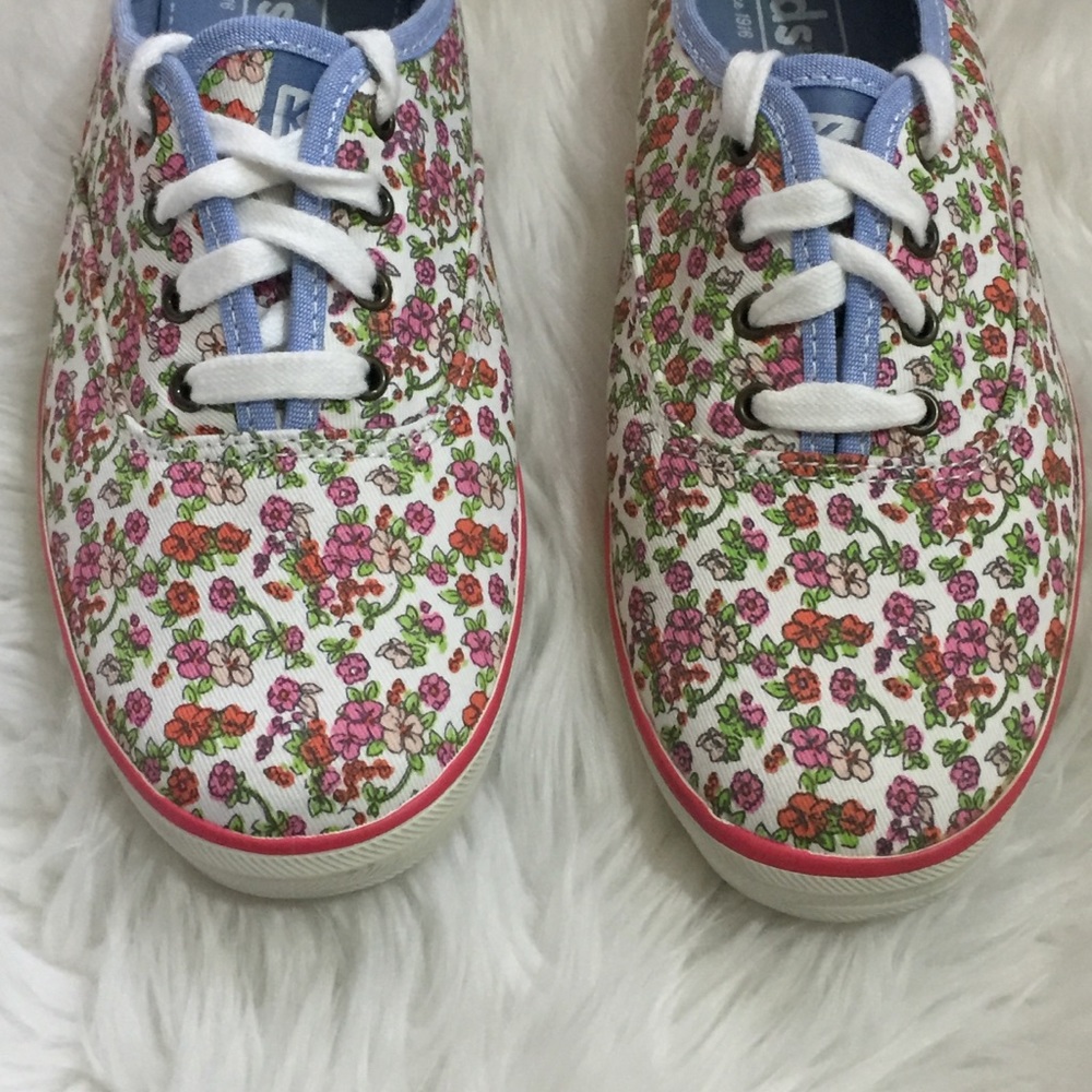 Keds 8.5 Floral Plimsolls Champion Shoes New - Picture 7 of 8